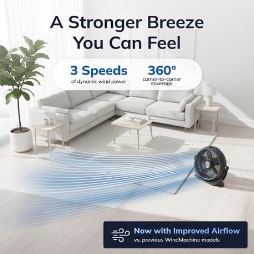 Color Grey Lasko WindMachine 20 3 Speed Pivoting Air Circulator Floor Fan, , A20305