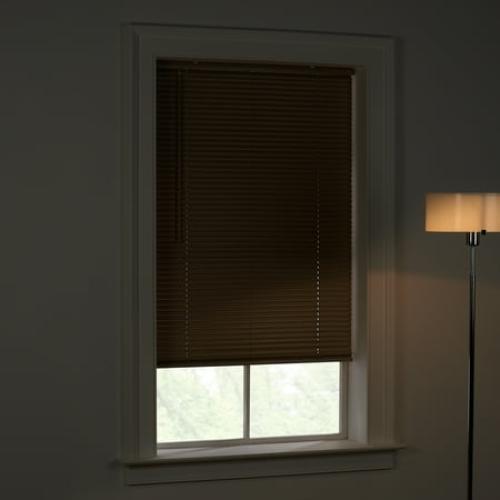 Mainstays 1 Cordless Vinyl Room Darkening Mini Blinds, Khaki, 48W x 64L