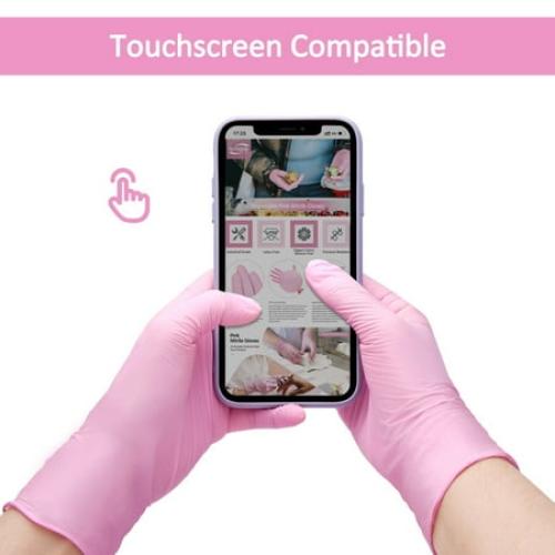 SwiftGrip Nitrile Gloves, Medical Exam Pink Gloves Disposable Latex Free Powder Free for Cleaning, Food Prep, Esthetician, 100-ct Box, Small