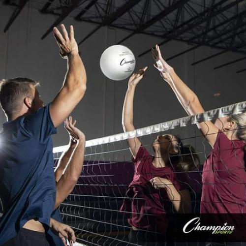 Champion Sports Rubber Volleyball, Official Size, for Indoor and Outdoor Use - Durable, Regulation Volleyballs for Beginners, Competitive, Recreational Play - Premium Equipment - Light Blue VR4