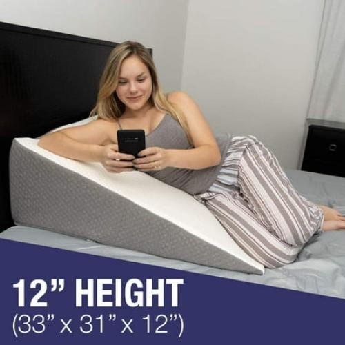 Kӧlbs Extra Wide Bed Wedge Pillow with Memory Foam Top | Stylish Jacquard Cover | Extra Large Wedge Pillow for Sleeping and Acid Reflux, GERD Pillow, (Extra Large 12 Height (31 x 33 x 12))