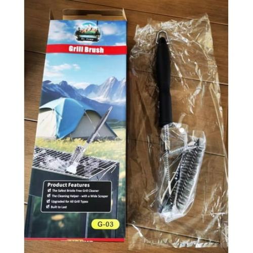 Dr.Camp 2 PCS Stainless Steel BBQ Grill Brush,BBQ Brush,Grill Scraper, Grill Brush for Outdoot,Grill Cleaning Brush, Barbecue Tool Set with Big Handle for Outdoor Grill