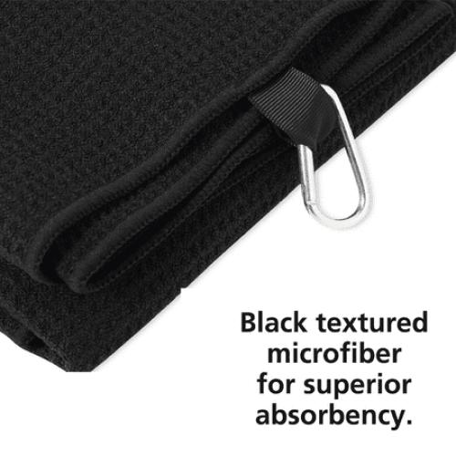 Athletic Works Microfiber Black Golf Towel, Featuring Waffle Texture & Convenient Clip, 30x20