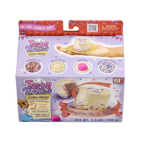 Tasty Tinies Bake Shop- Mini Baking Set w/ Strawberry Cake Mix, Vanilla Frosting, Unicorn Sprinkles