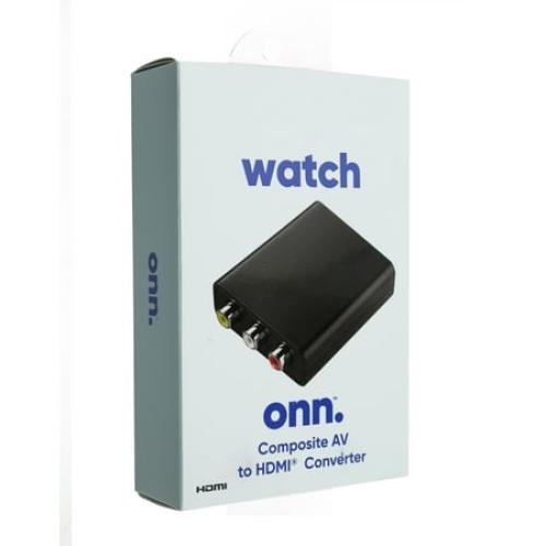onn. Composite AV to HDMI Adapter, 1080P HD Quality, Indoor, Black, 6.5in x 1.5in, 0.3lb, None