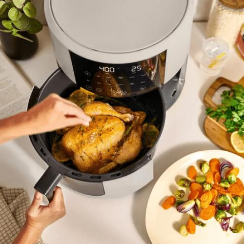Bella PRO SmartCrisp 8-Quart Touchscreen Air Fryer for Family & Personal Use, 6 Cooking Presets, Serves up to 8, 90-450°F Temp Range, 60-Min Timer, Ceramic Nonstick, Dishwasher-Safe Parts - Oatmilk