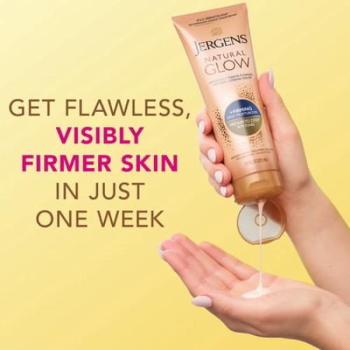 Jergens Natural Glow Firming Daily Moisturizer Medium to Tan Sunless Self Tanner Lotion, 7.5 oz