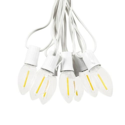 Novelty Lights C9 LED Christmas Warm White Smooth Plastic Light Set, White Wire (25 Bulbs, 25 Feet)