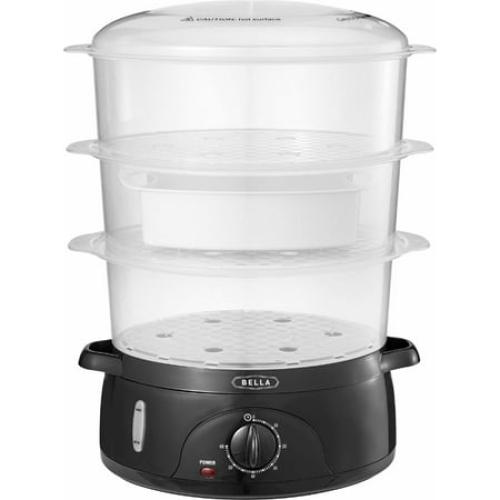 Bella - 9.5-Qt. 3-Tier Food Steamer - BlackClear