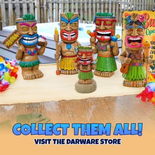 Darware Solar Garden Mini Tiki Statue: Party Guy; Solar-Powered Hawaiian Luau Party, Pool Tiki Bar and Garden Decor