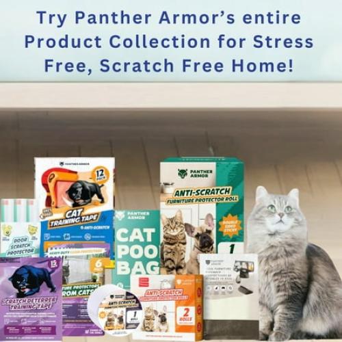 Panther Armor Cat Scratch Protector, Double-Sided Polyester Sofa & Chair Protector, 2-Piece Value Pack, Clear