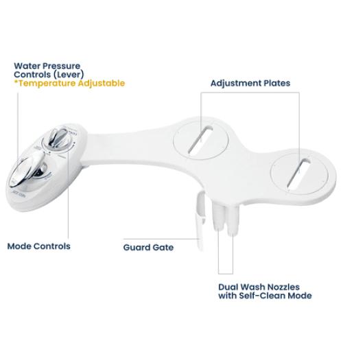 LUXE Bidet NEO 320 - Hot and Cold Water Bidet Attachment, Self-Cleaning, Rear and Feminine Wash White