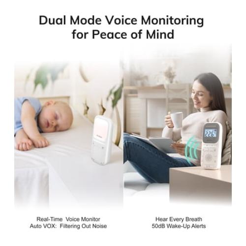 Dr.Care Portable Digital Audio Baby Monitor Built-in Nightlight , Hanging Cord 1000ft Range ABM002