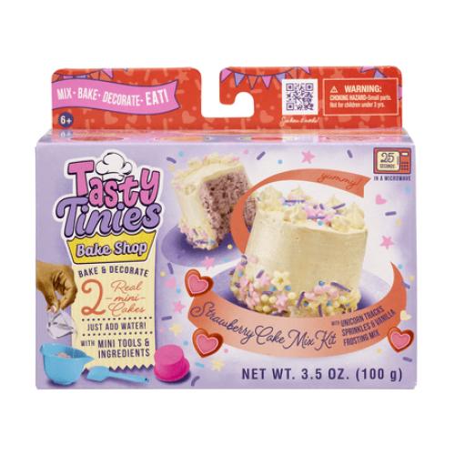 Tasty Tinies Bake Shop- Mini Baking Set w/ Strawberry Cake Mix, Vanilla Frosting, Unicorn Sprinkles