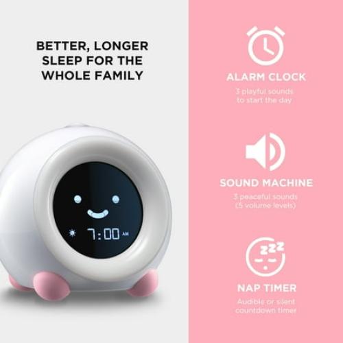 LittleHippo MELLA Ready To Rise Children's Sleep Trainer Night Light and Sleep Sounds Machine Alarm Clock