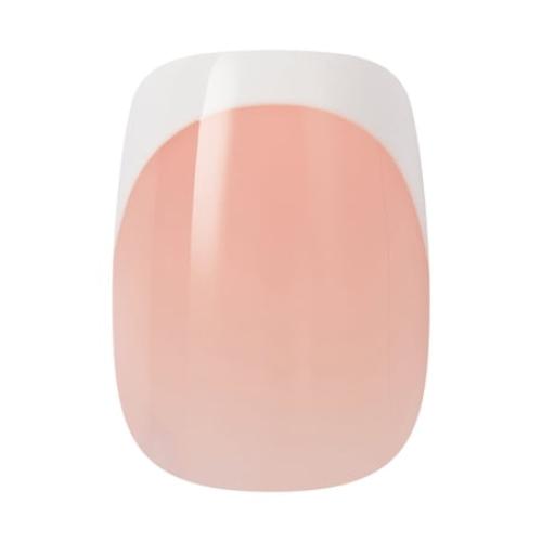 KISS CORE French Tip Press On Nails, ‘Snapshot’, White, Short Squoval, 32 Count