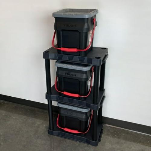Hyper Tough Black Plastic 3-Tier 32 H x 20.07 W x 12 D, 150lb Total Capacity