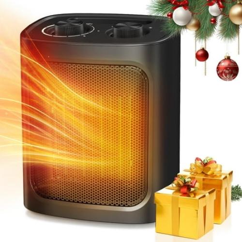 Auseo 750W/1500W Space Heater with ETL Certified, 2S Rapid Heating, Multiple Safety Protection, Ceramic Heater for Home/Bathroom/Kitchen/Office, Black