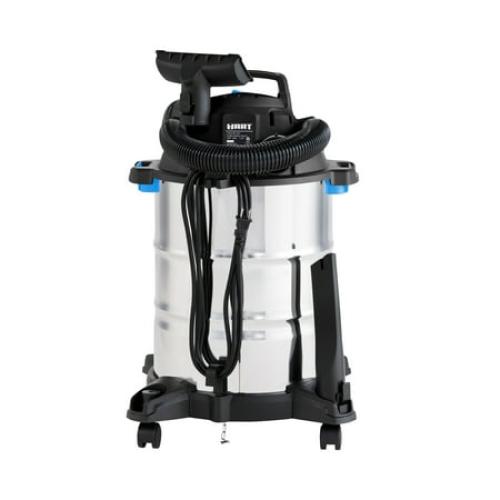 HART 8 Gallon Wet/Dry Vacuum, 6 Peak HP Motor, Stainless Steel Tank, Convertible to Blower, On-Board Storage, 17 ft Cleaning Reach