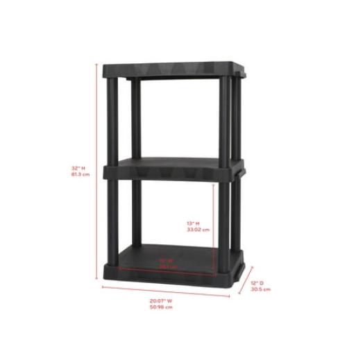 Hyper Tough Black Plastic 3-Tier 32 H x 20.07 W x 12 D, 150lb Total Capacity