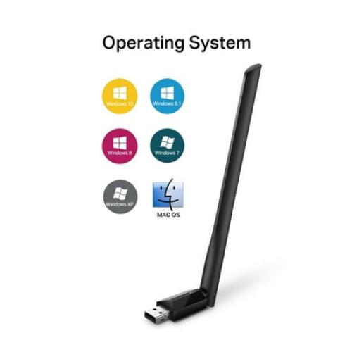 Black TP LINK AC600 High Gain Wireless Dual Band USB Adapter
