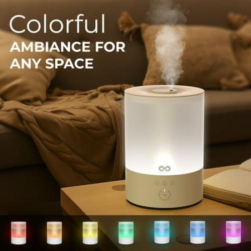 Everlasting Comfort 2.5L Ultrasonic Cool Mist Humidifier - Quiet, Easy Fill & Clean, Auto Shut-Off, Aromatherapy