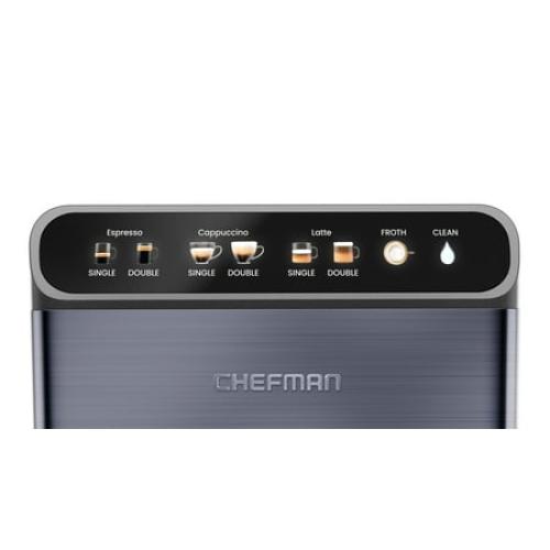Chefman Espresso Machine w/ Milk Frother, 15 Bar Pump, Digital Display - Black Stainless Steel, New