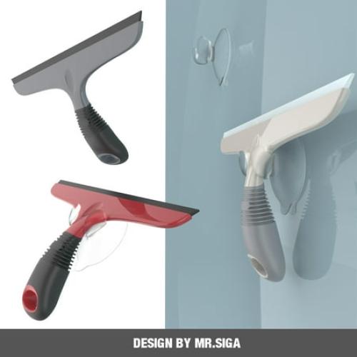 MR.Siga Multi-Purpose Silicon Squeegee Includes Suction Hook, 10 inch, Grey & Black, 1 Pack