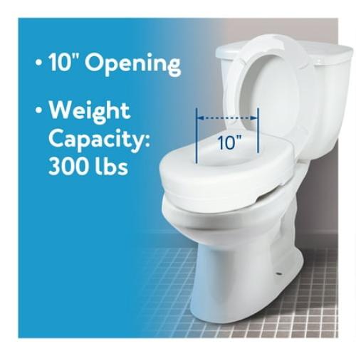 Carex Raised Toilet Seat with 5 in Height, Slip-Resistant & Removable, 300 lb Limit