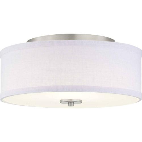 Progress Lighting Inspire Collection Brushed Nickel Integrated LED Transitional Kitchen Ceiling Light Drum Flush Mount