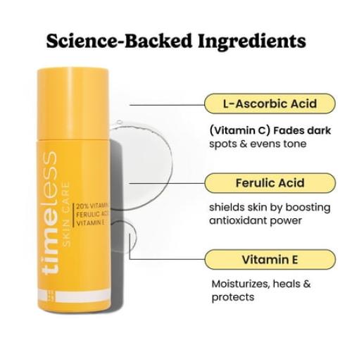Timeless Skin Care 20% Vitamin C Serum with Vitamin E & Ferulic Acid, 4 oz