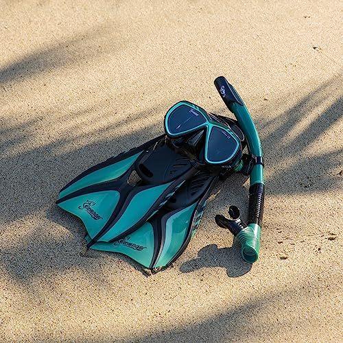 Seavenger Hanalei Anti-Fog 4-Piece Snorkeling Set (Seafoam Green Medium)
