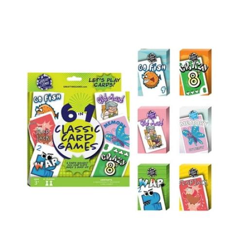 Great Time Games Kids Classic Card Game Set Featuring Popular Games Including Memory and Crazy Eights