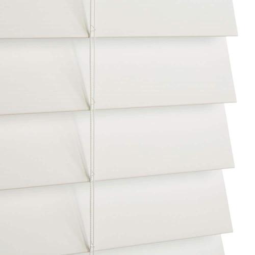 White Cordless Premium Faux Wood blinds with 2.5 in. Slats - 35 in. W x 48 in. L (Actual Size 34.5 in. W x 48 in. L)