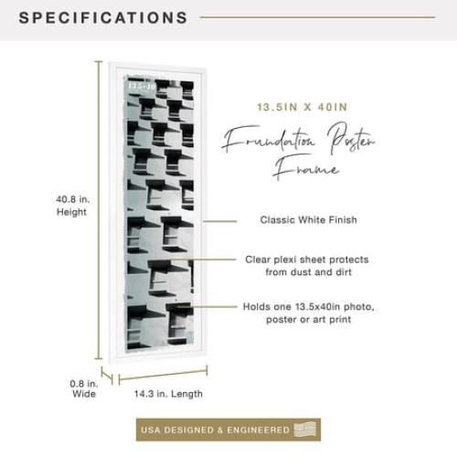 MCS Foundation 16x24 Poster Frame Traditional Brass, Vertical & Horizontal Wall Hanging Large Picture Frame for Photos, Posters & Art Prints (1-Pack)