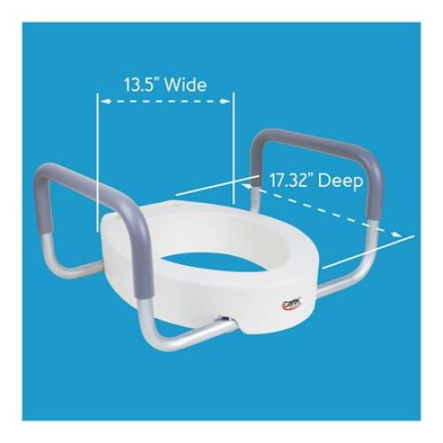 Carex 4.5 Raised Toilet Seat with Armrests, for Elongated and Round Toilets, Removable Handles, 300 lb Capacity