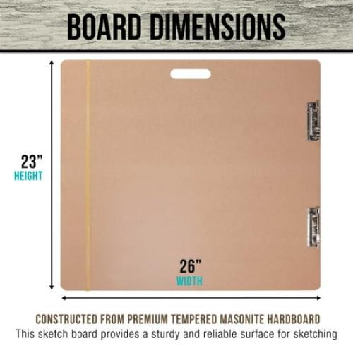 US Art Supply 23x26 Artist Field Sketch Tote Board Drawing Heavy-Duty Clip