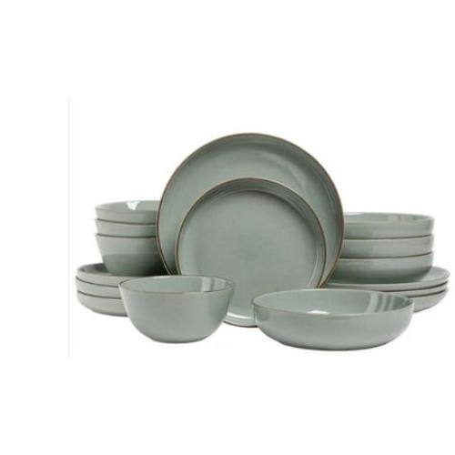Over & Back Options 16-Piece Dinnerware Set, Sage Light Green - Service For 4