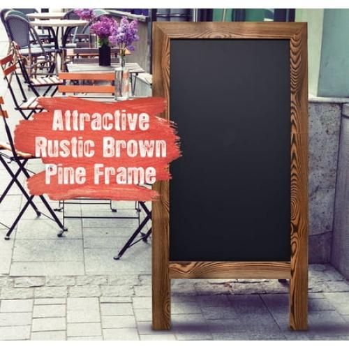 Size 20x40 Magnetic A-Frame Chalkboard Sign, Extra Large 20 x 40, Standing Chalkboard Easel, Deluxe Set with Multiple Accessories, Outdoor Sidewalk Sandwich Board Sign, by Better Office Products (Rustic Brown)