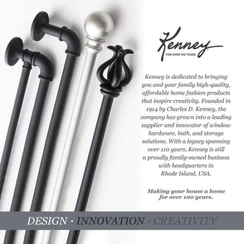 Kenney Chelsea 5/8 Matte Black Single Curtain Rod, 28-48, Black