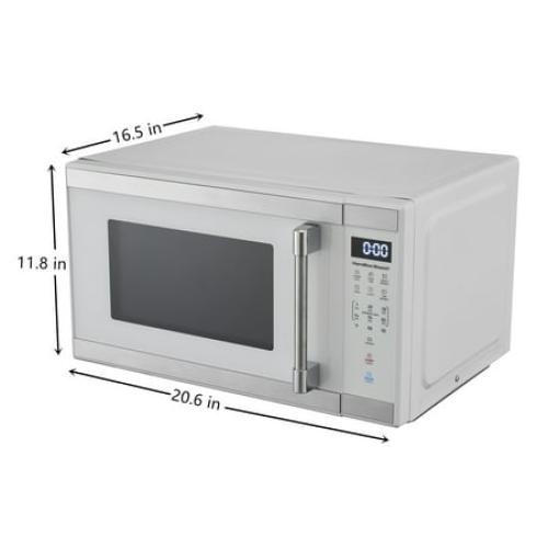 Hamilton Beach 1.1 Cu. ft. Countertop Microwave Oven, 1000 Watts, White Stainless Steel