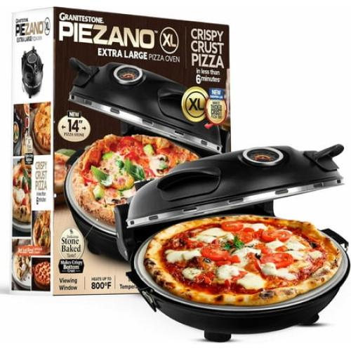 PIEZANO Crispy Crust Pizza Oven by Granitestone 14 Inch Electric Pizza Oven Indoor Countertop Maker with Ceramic Stone Heats up to 800˚F for Stone Baked Pizzeria Style at Home As Seen on TV Products
