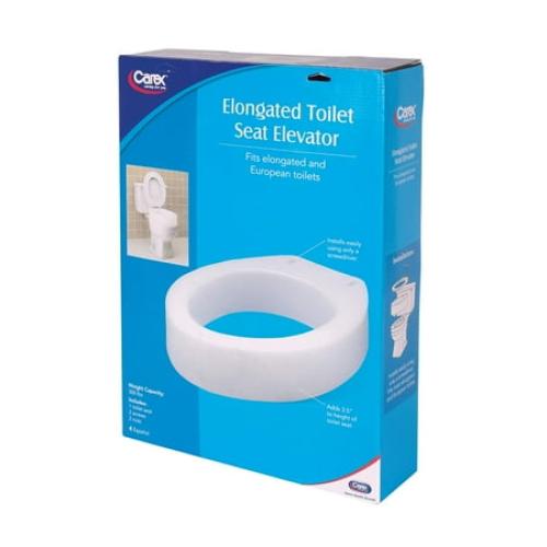 Color White Carex Toilet Seat Riser, Elongated Raised Toilet Seat Adds 3.5 inches to Toilet Height, for Assistance Bending or Sitting, 300 Pound Weight Capacity Toilet Riser