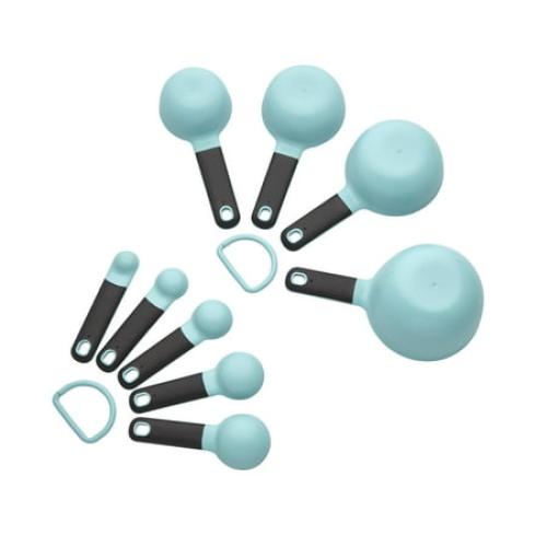 2 Pack....KitchenAid  Plastic Measuring Cups and Spoons Set Blue Aqua Sky