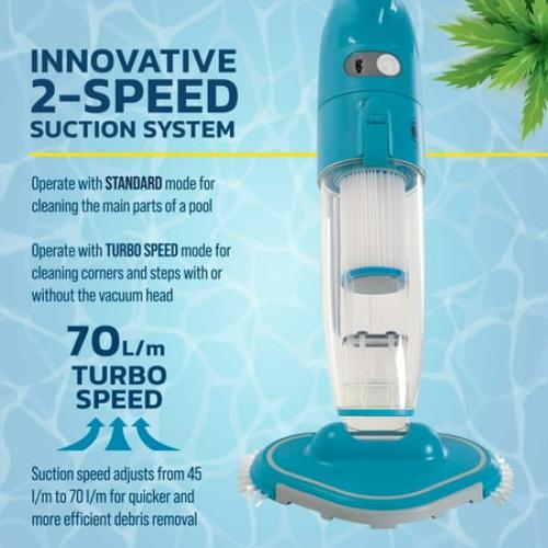 U.S. Pool Supply Octopus Handheld Pool Vacuum Cleaner - Cordless, Rechargeable, Powerful 2-Speed Suction, Dual Filtering, Scrub Brush Head, Cleans Removes Debris, Above-Ground, In-Ground Pools, Spa