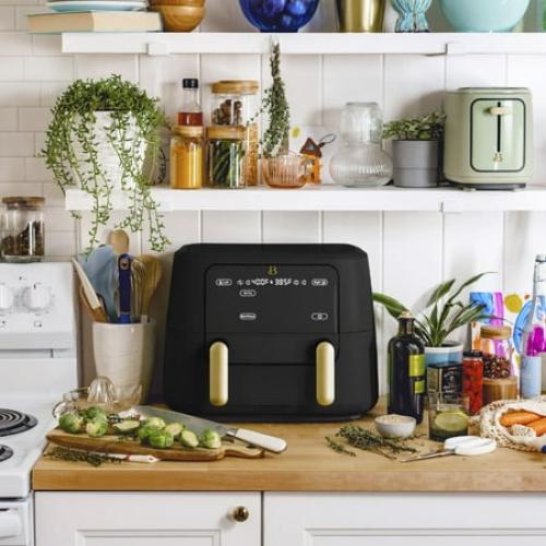 Beautiful 9 QT TriZone Air Fryer, Black Sesame by Drew Barrymore