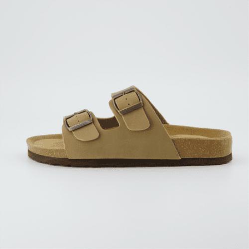 Size 8 M Cushionaire Women's Lane Cork Footbed Sandal – Comfortable Double Buckle Slip-On with Genuine Suede Footbed & Arch Support Slide Sandals for Women