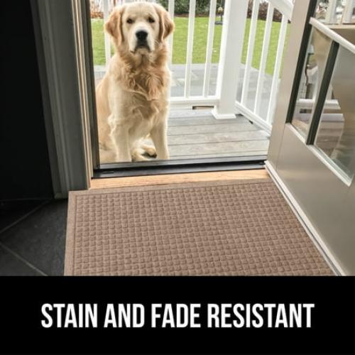Gorilla Grip Moisture Guard Doormat, Indoor Outdoor Rubber Backed Weather Mat, 35x23, Beige