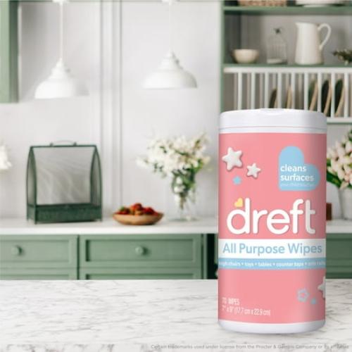 Dreft All Purpose Cleaning Wipes Baby Essentials, Surface Cleaning Supplies, 70 Count