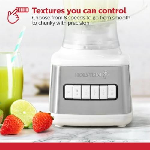 Holstein Housewares 8-Speed Blender 500W Motor, 48 oz Plastic Jar, and Intuitive Controls for Effortless Blending - Elevate Your Culinary Experience Now - Kitchen Essential
